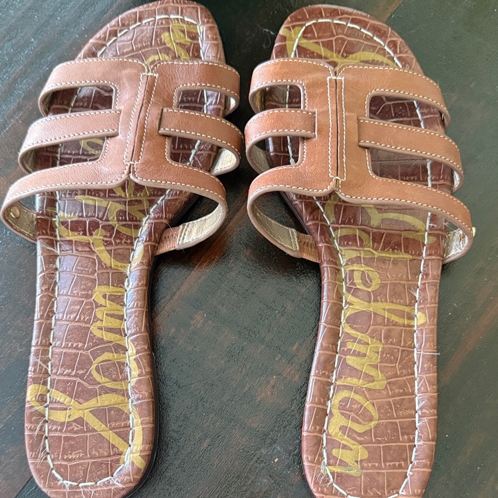 Sam Edelman Brown Croc-Pattern Sandals